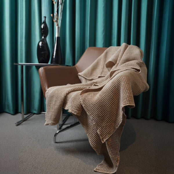 Tan Waffle Throw Blanket