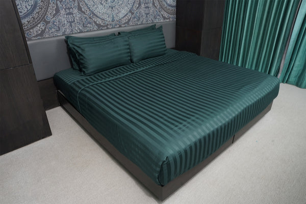 Green Gables, 500TC, Stripes Bedsheet Set