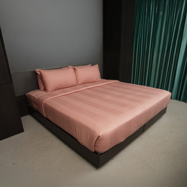Rose Tan, 300TC, Stripes Bedsheet Set