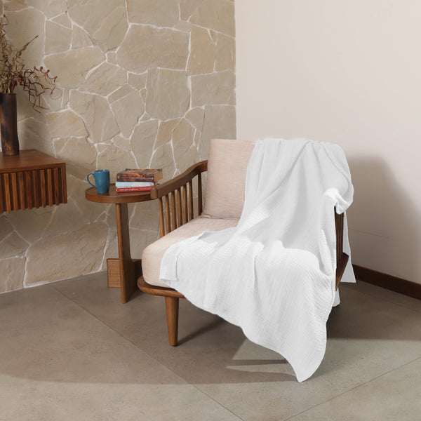 White Muslin Throw Blanket Single
