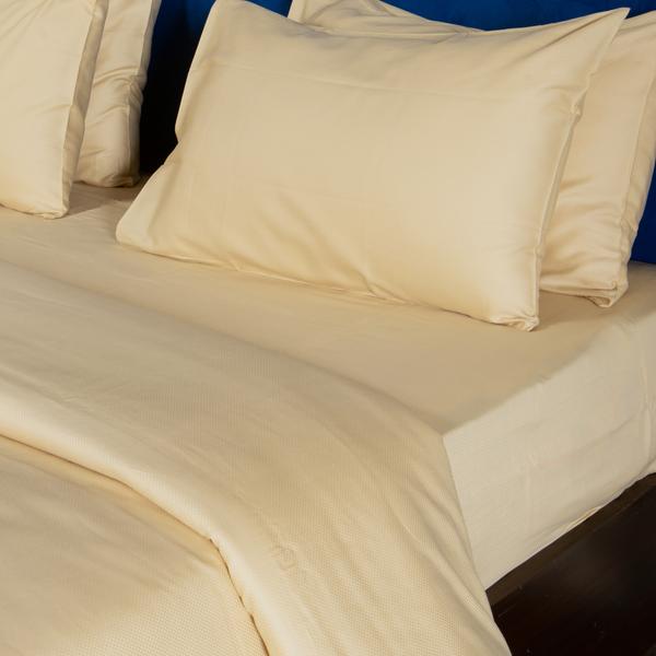 Almond Buff Pillow cover, 300TC, Microchecks