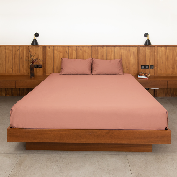 Warm Brick, 1200 TC Bedsheet Set