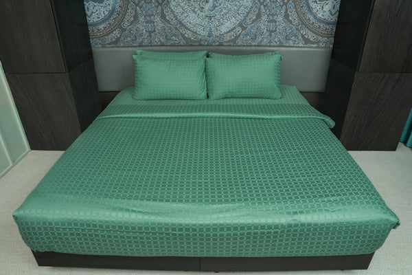 Malachite Green, 400TC, Signature Checks Bedsheet Set