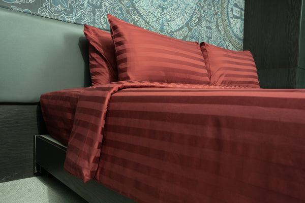 Merlot, 500TC, Stripes Bedsheet Set