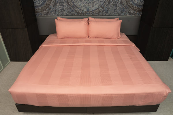 Rose Tan, 300TC, Stripes Bedsheet Set