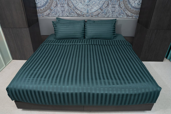 Green Gables, 500TC, Stripes Bedsheet Set