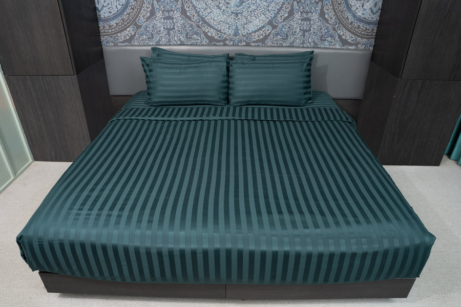 Green Gables, 500TC, Stripes Bedsheet Set