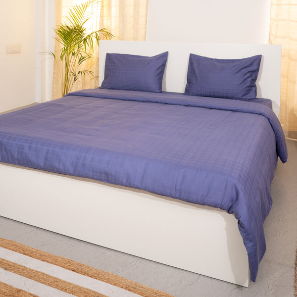 Skipper's Blue, 300TC, Window Pane Bedsheet Set