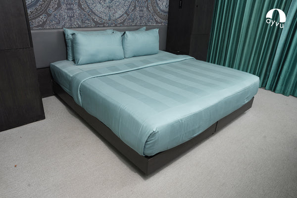 Smoke Blue, 300TC, Stripes Bedsheet Set