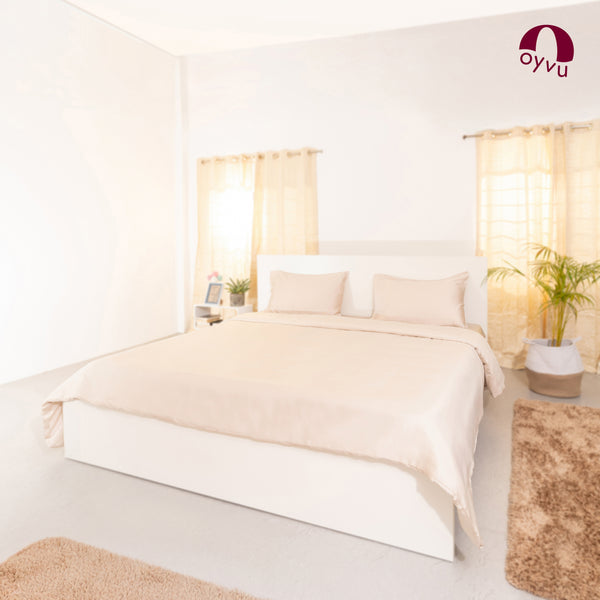 Oat Milk, Vegan Silk Bedsheet Set