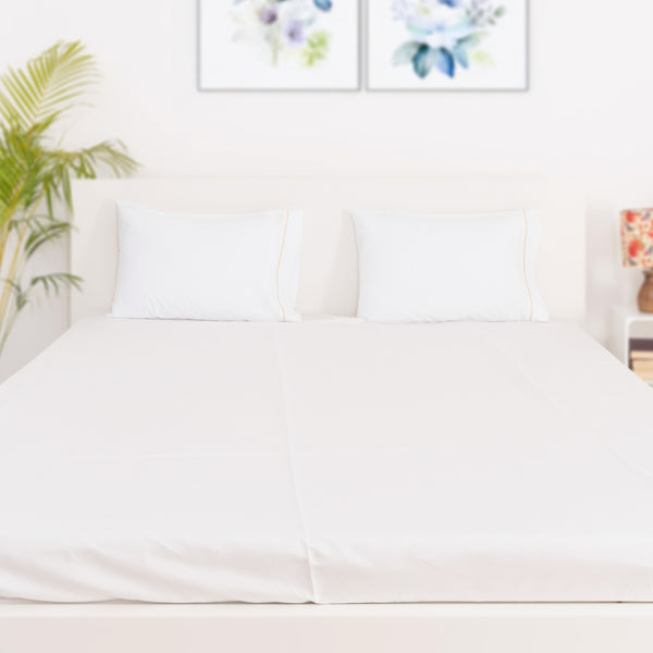 Gold Chess on White Percale, 300 TC Bedsheet Set