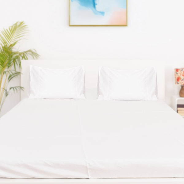 Pintuck on White Percale, 300 TC Bedsheet Set