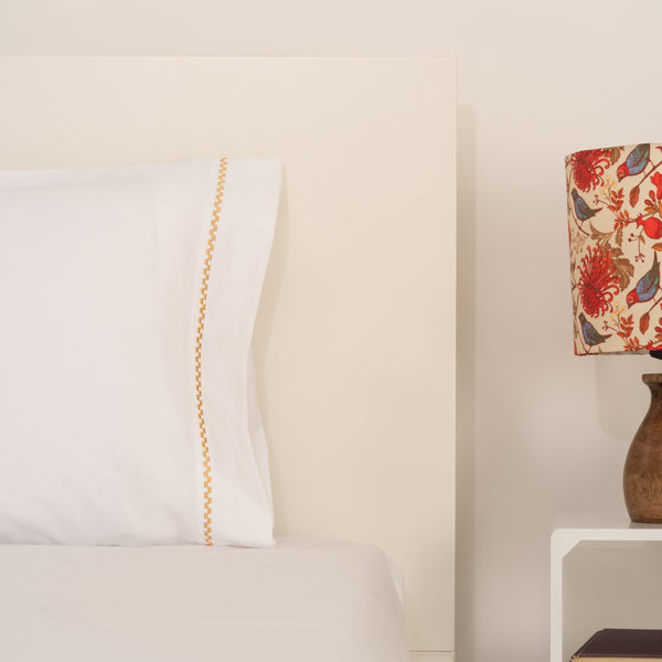 Gold Chess on White Percale, 300 TC Pillow Cover