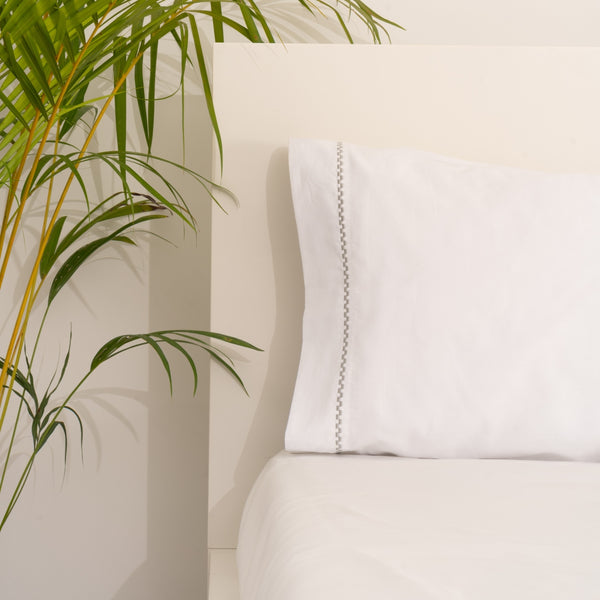 Silver Chess on White Percale, 300 TC,Pillow Cover