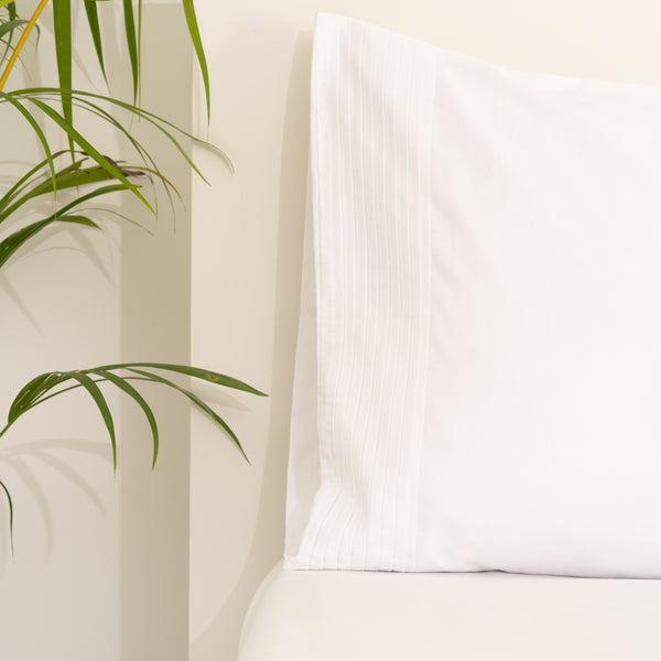 Pintuck on White Percale, 300 TC Pillow Cover