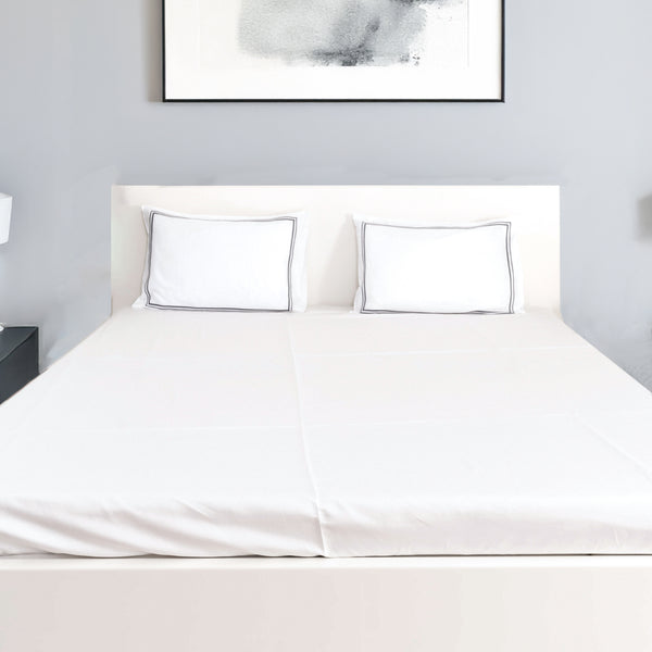 Charcoal Double Merrow on White, 700 TC, Bedsheet Set