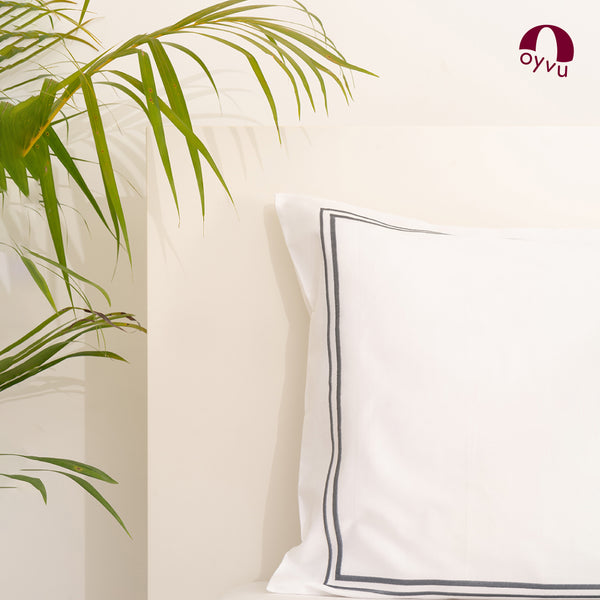 Charcoal Double Merrow on White, 700 TC, Pillow Cover